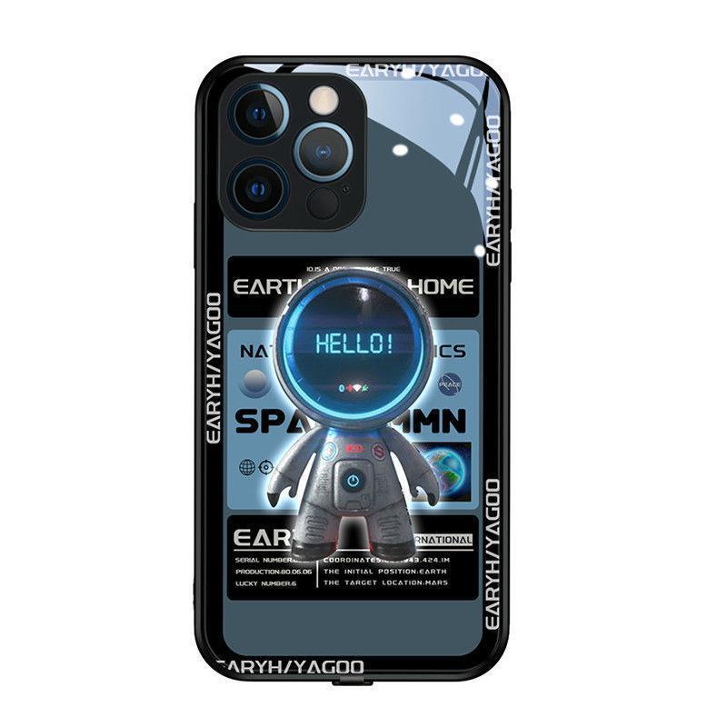 Astronaut Galaxy iPhone Case - Blue, Purple, Green Tempered Glass