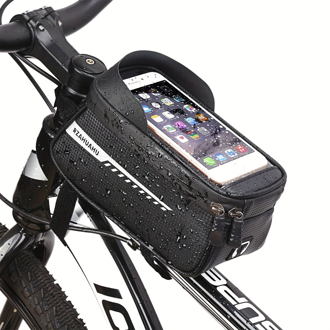Adjustable Bike Frame Bag with Magsafe Accessory — bike frame bag with touch screen holder