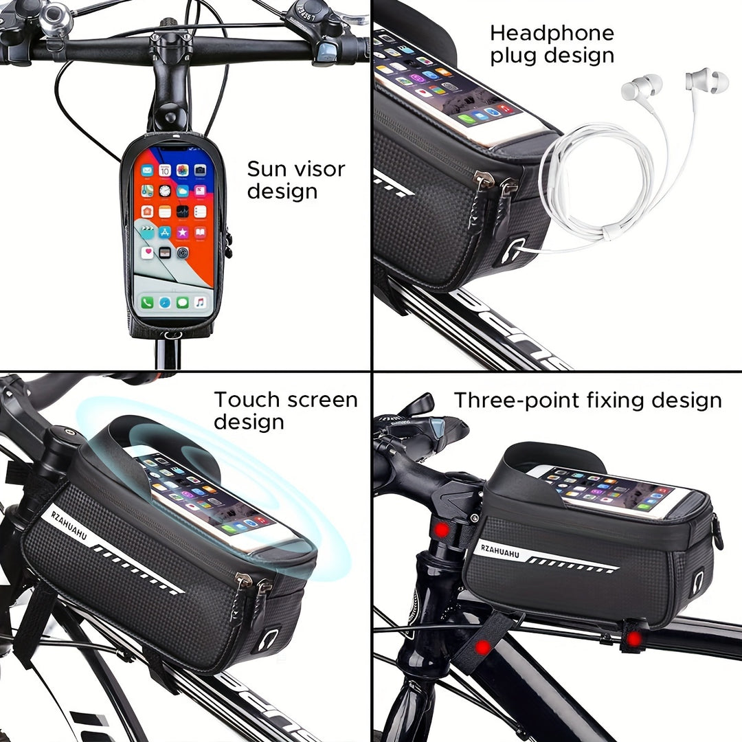 Adjustable Bike Frame Bag with Magsafe Accessory — bike frame bag with touch screen holder