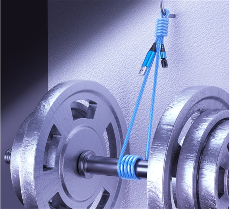 LED Magnetic Charging Cable for iPhone, Android & Type-C - 3-in-1 540° Rotating Fast Charger