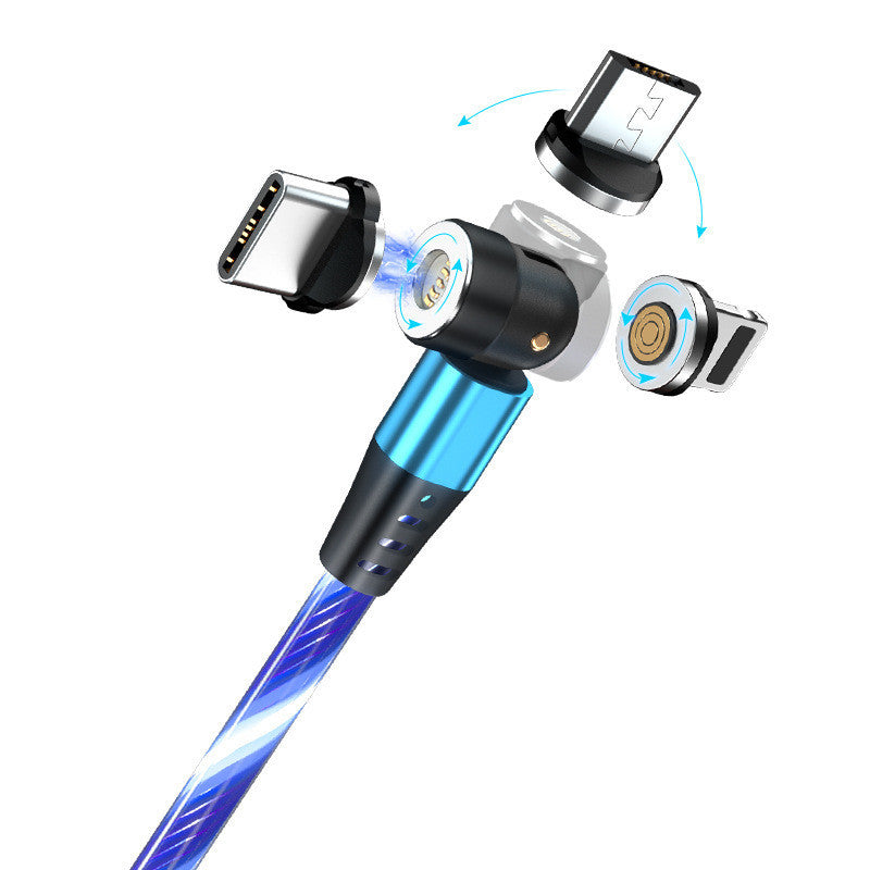 LED Magnetic Charging Cable for iPhone, Android & Type-C - 3-in-1 540° Rotating Fast Charger