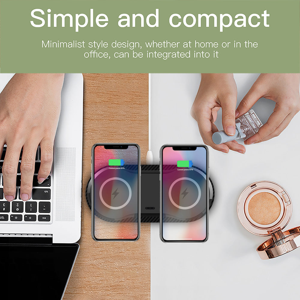 Wireless Charger Pad Dual 2-in-1 for iPhone and Android Fast Charging Station