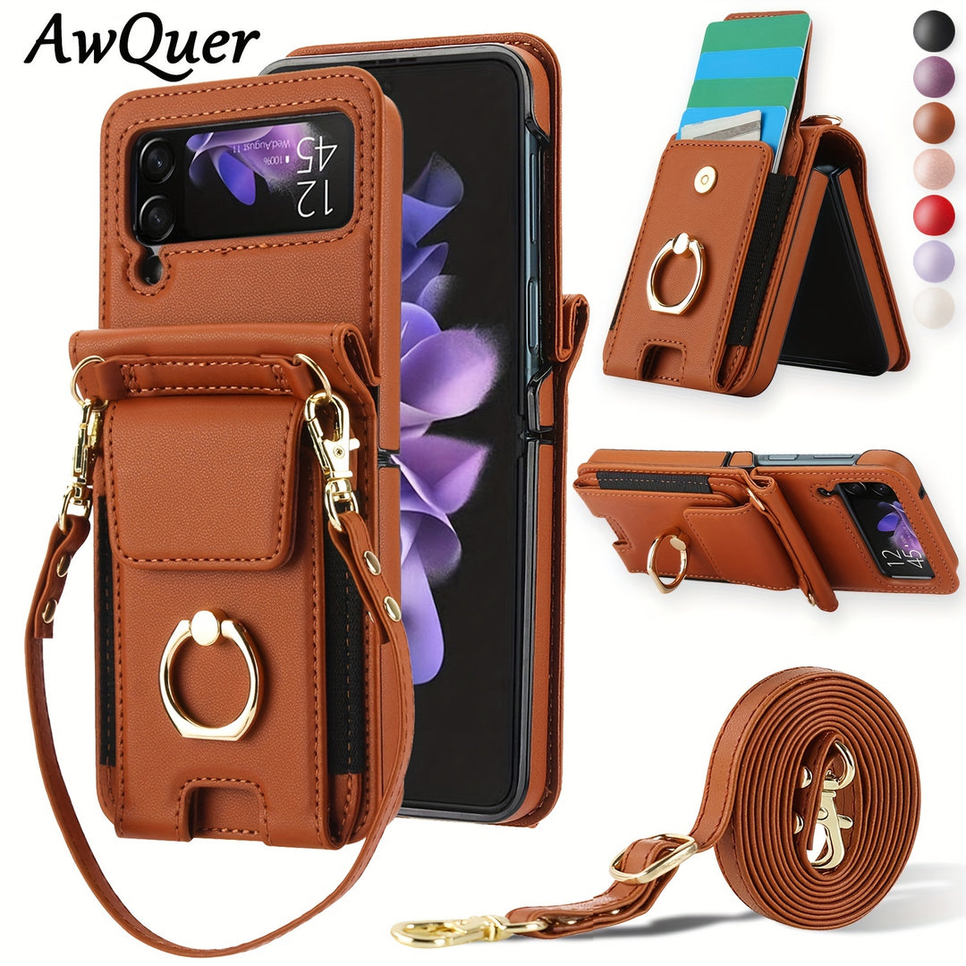AWQUER Galaxy Z Flip Crossbody Wallet Case - Mobile Accessories for Samsung