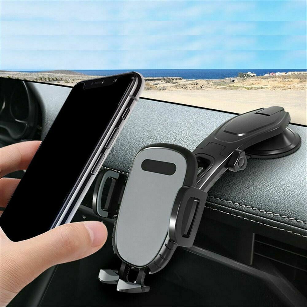 Universal Car Phone Mount with One-Touch Lock for Dashboard & Windshield