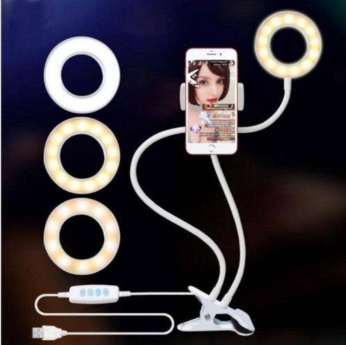 Clamp-On LED Ring Light for Video Calls - 360° Adjustable Phone Holder