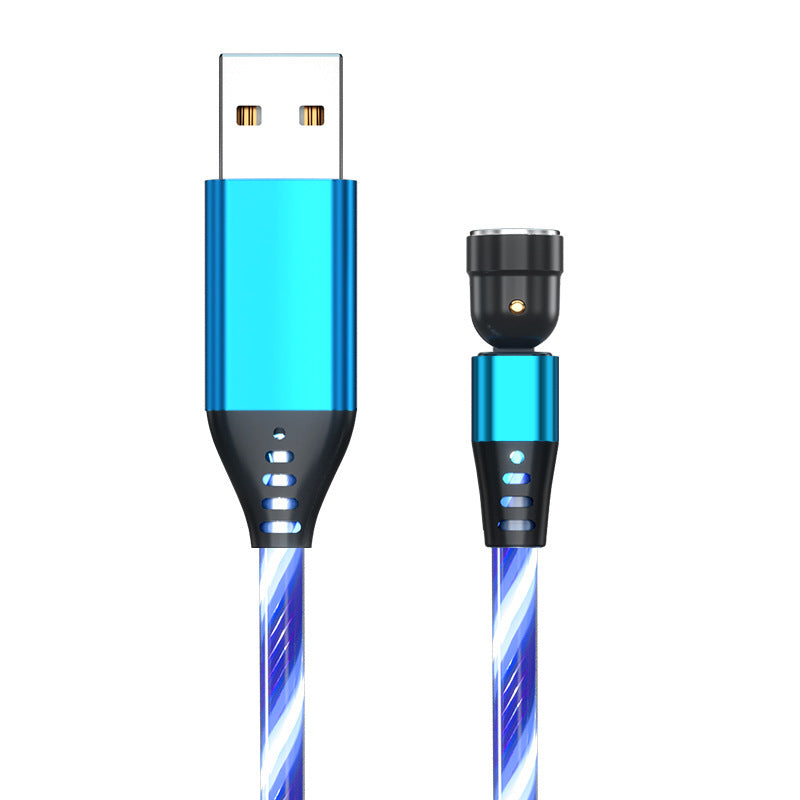 LED Magnetic Charging Cable for iPhone, Android & Type-C - 3-in-1 540° Rotating Fast Charger