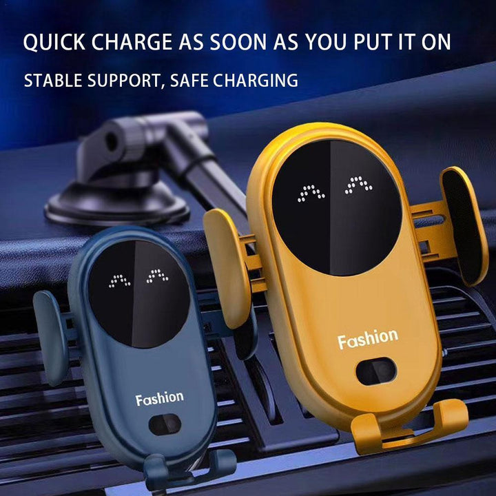 Wireless car air vent phone holder with auto-clamp 10W Qi charger for safe and fast charging