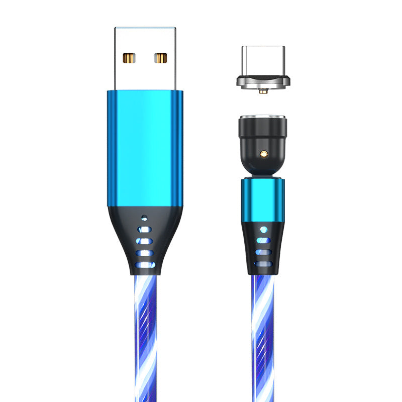 LED Magnetic Charging Cable for iPhone, Android & Type-C - 3-in-1 540° Rotating Fast Charger