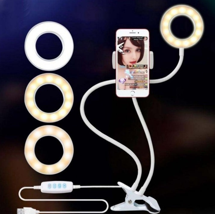 Clamp-On LED Ring Light with Phone Holder