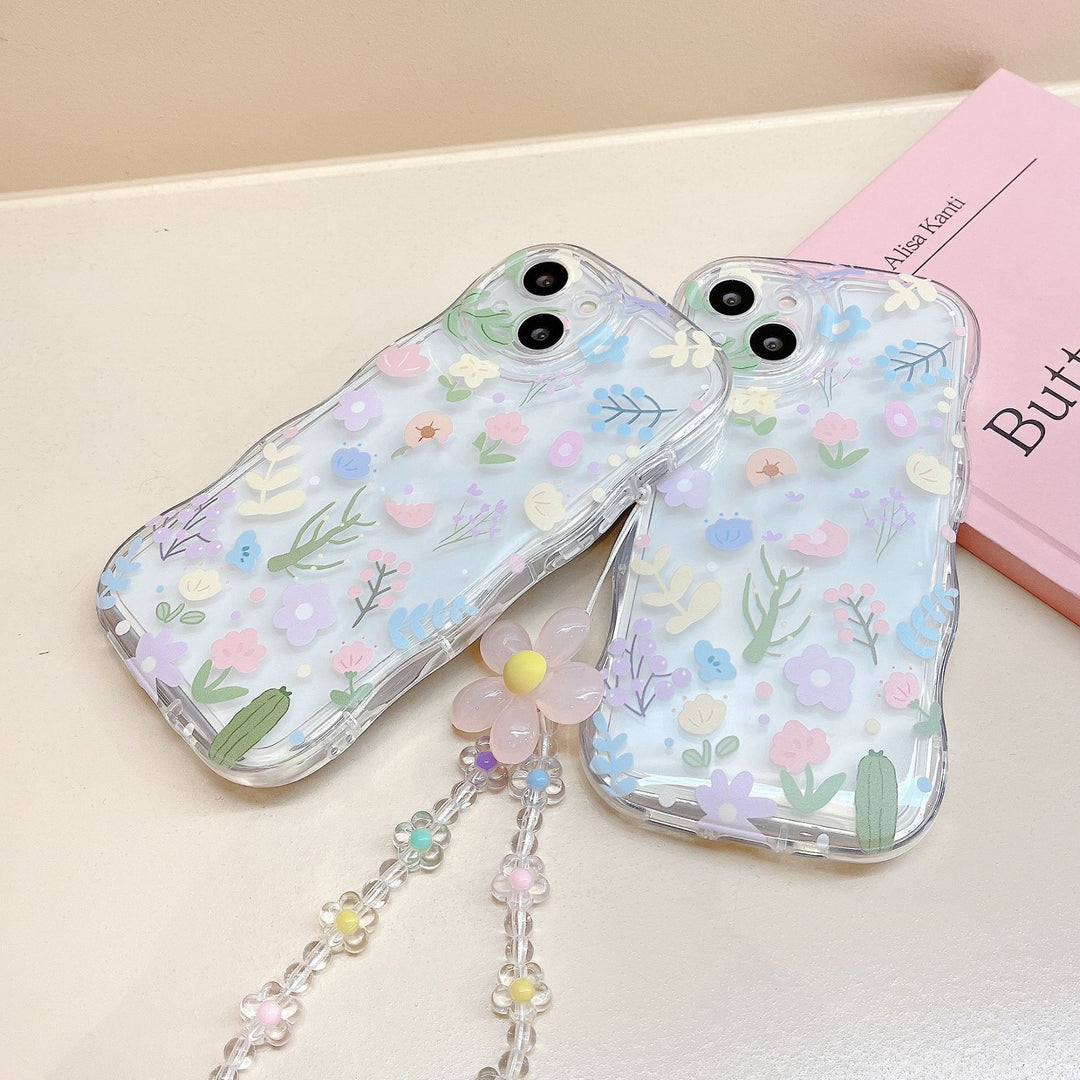 Floral Confetti iPhone Case with Chain Wristlet Option