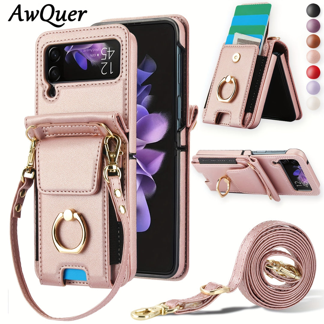 AWQUER Galaxy Z Flip Crossbody Wallet Case - Mobile Accessories for Samsung
