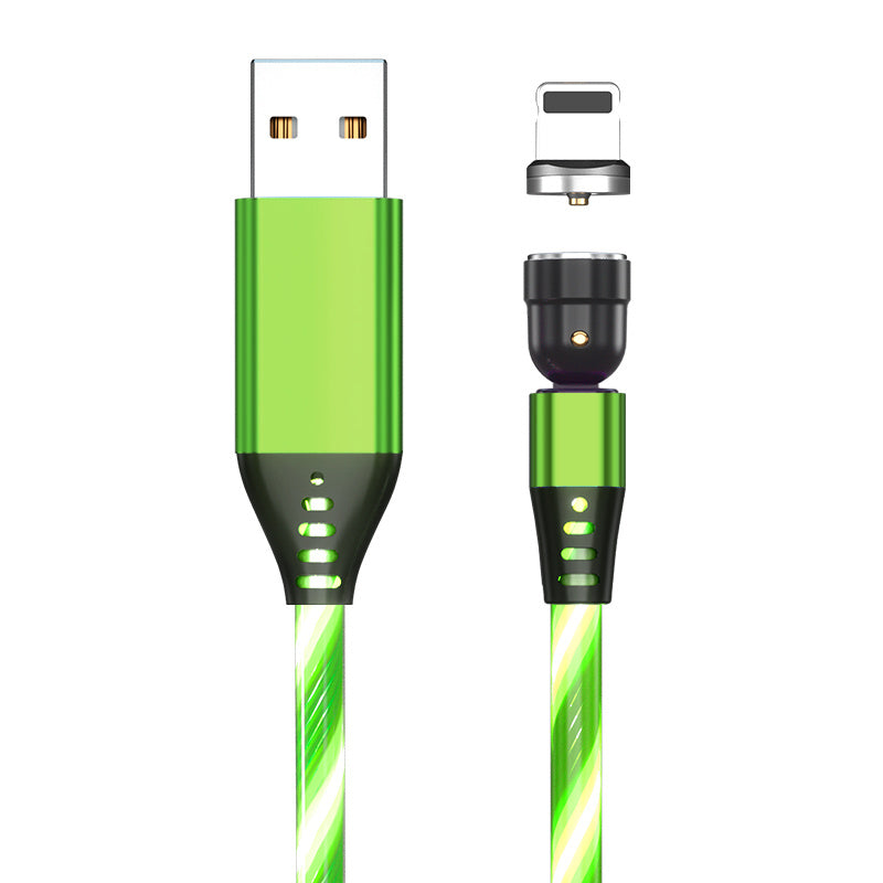 LED Magnetic Charging Cable for iPhone, Android & Type-C - 3-in-1 540° Rotating Fast Charger