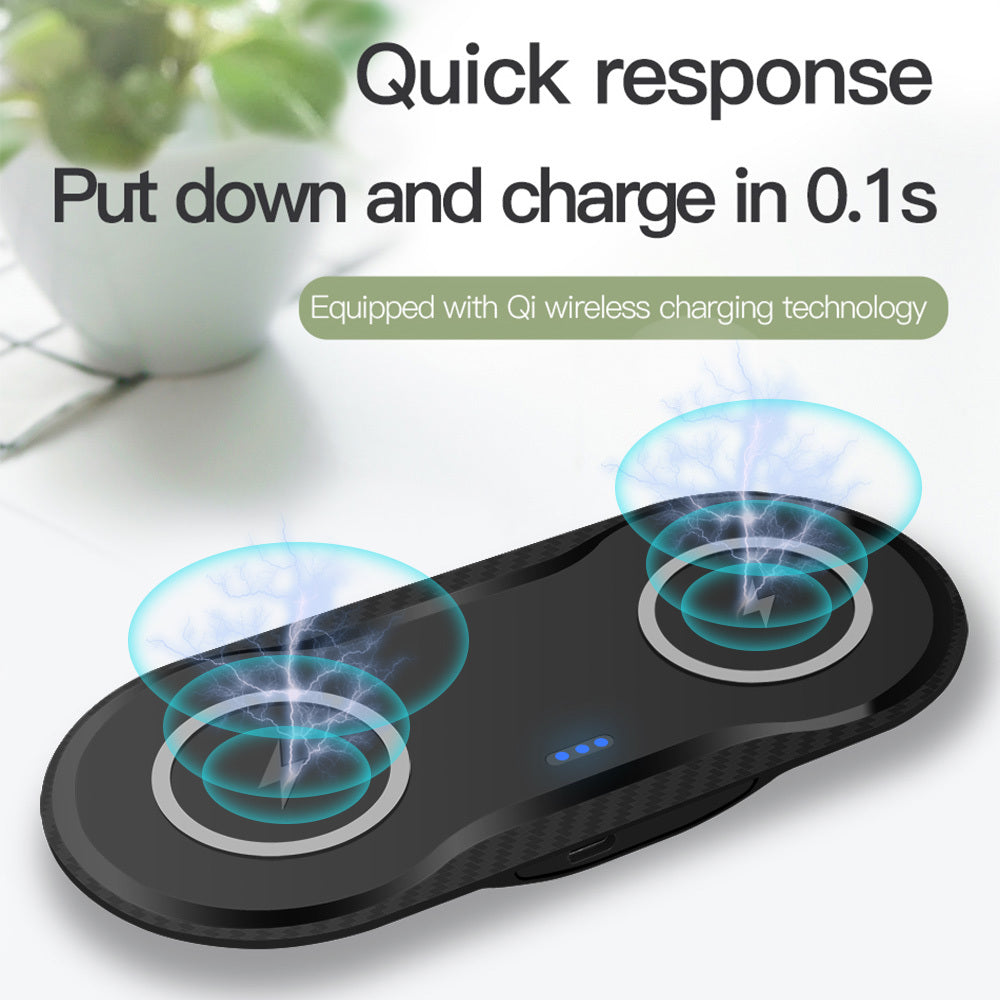 Wireless Charger Pad Dual 2-in-1 for iPhone and Android Fast Charging Station