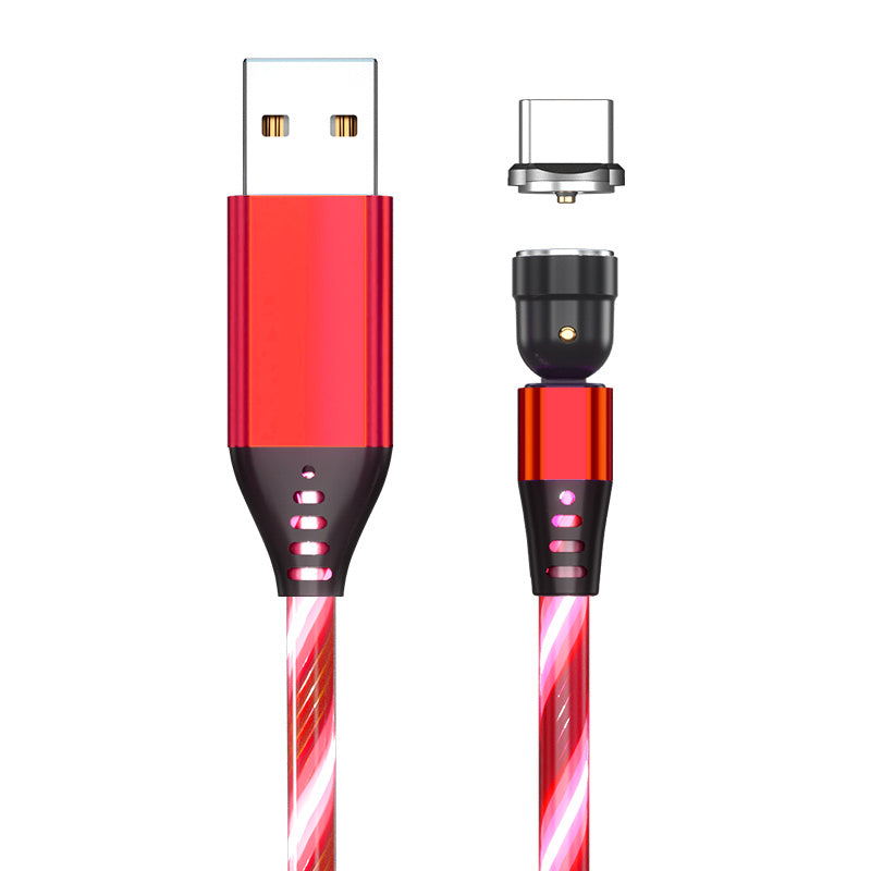 LED Magnetic Charging Cable for iPhone, Android & Type-C - 3-in-1 540° Rotating Fast Charger