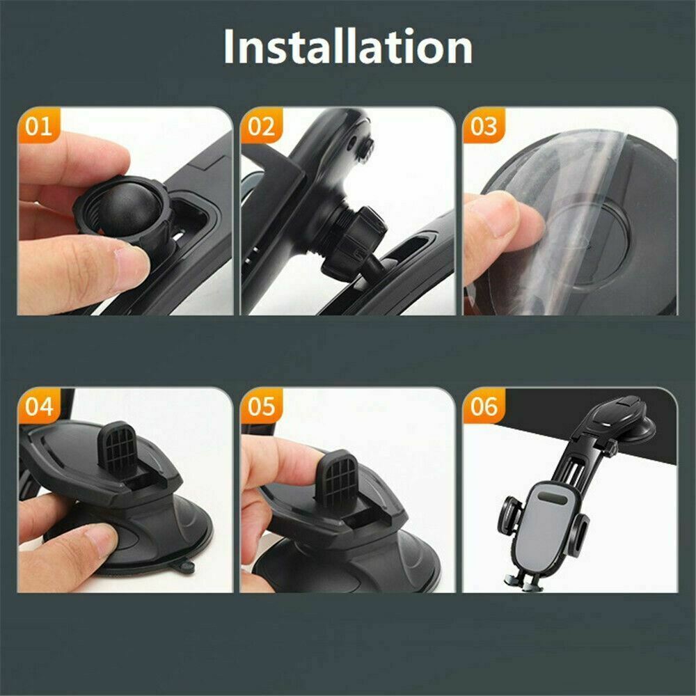 Universal Car Phone Mount with One-Touch Lock for Dashboard & Windshield