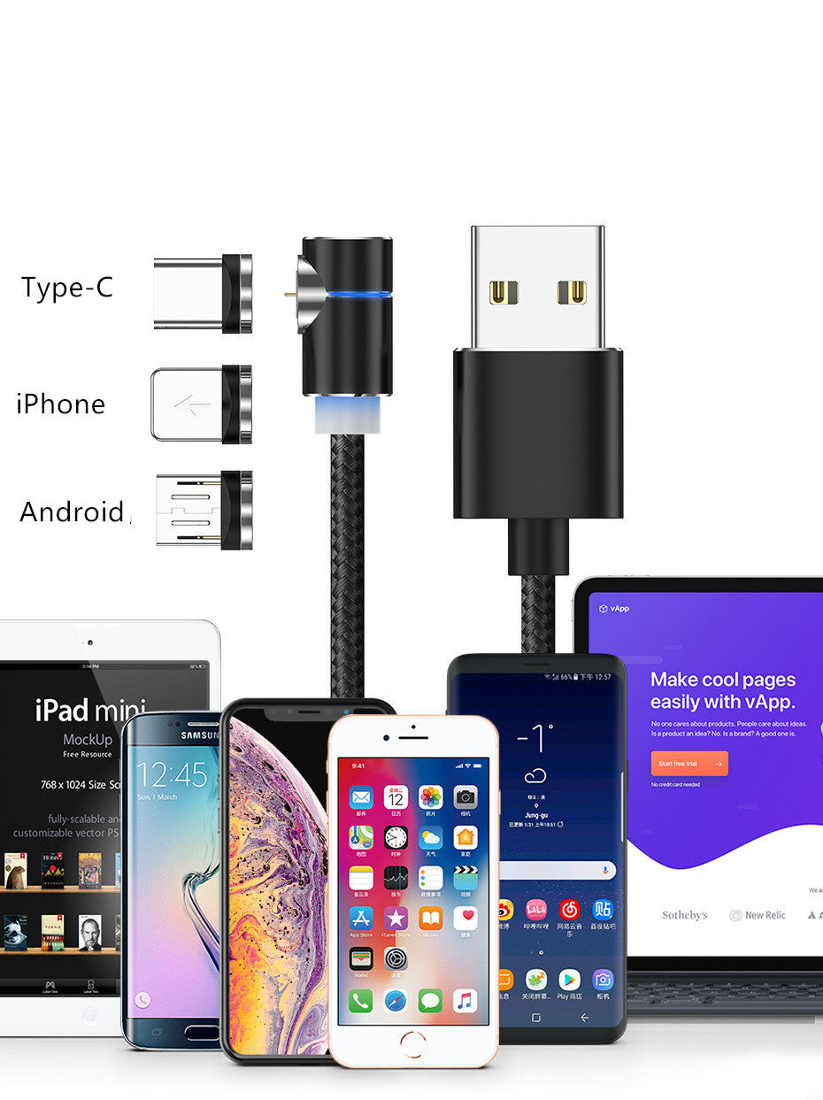 Magnetic Charging Cable 360° LED Tip - Fast Charge All Devices