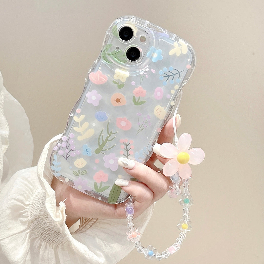 Floral Confetti iPhone Case with Chain Wristlet Option