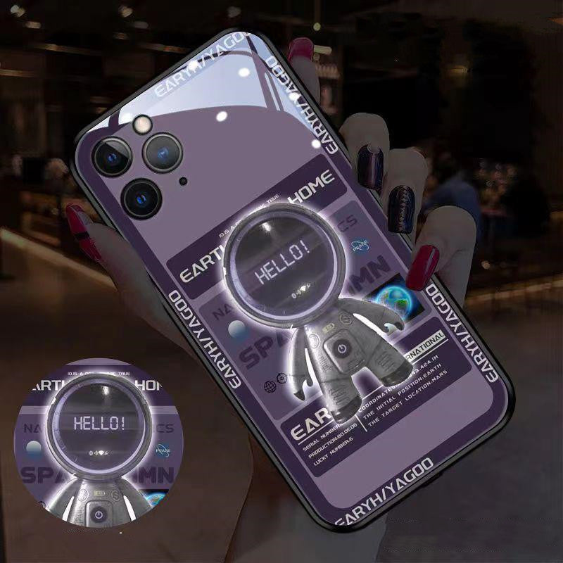 Astronaut Galaxy iPhone Case - Blue, Purple, Green Tempered Glass