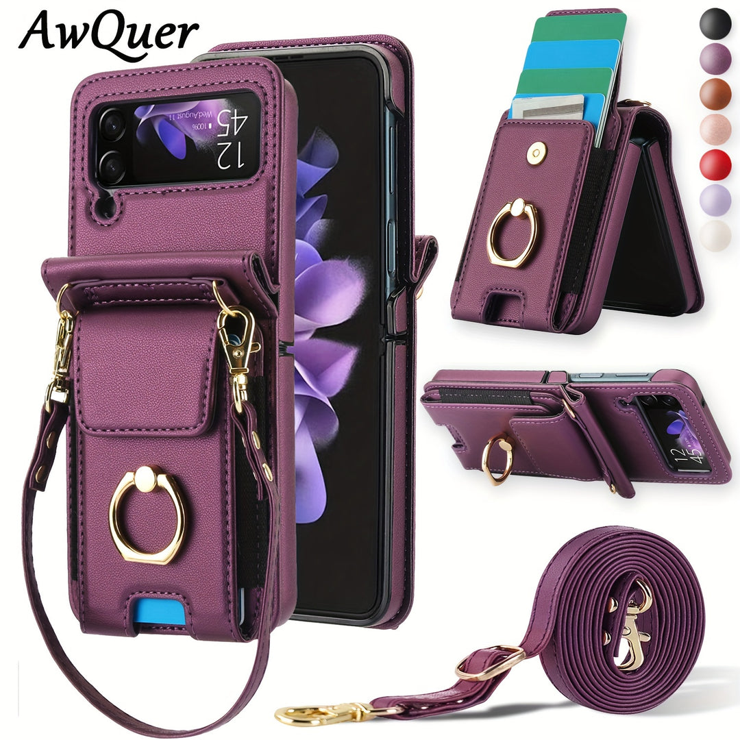 AWQUER Galaxy Z Flip Crossbody Wallet Case - Mobile Accessories for Samsung
