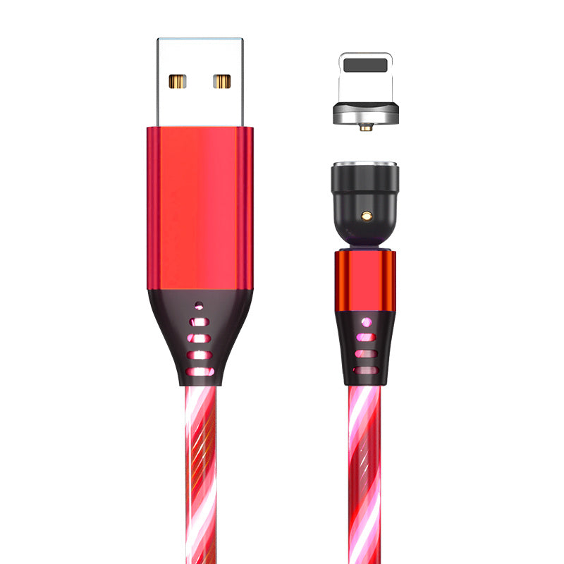 LED Magnetic Charging Cable for iPhone, Android & Type-C - 3-in-1 540° Rotating Fast Charger