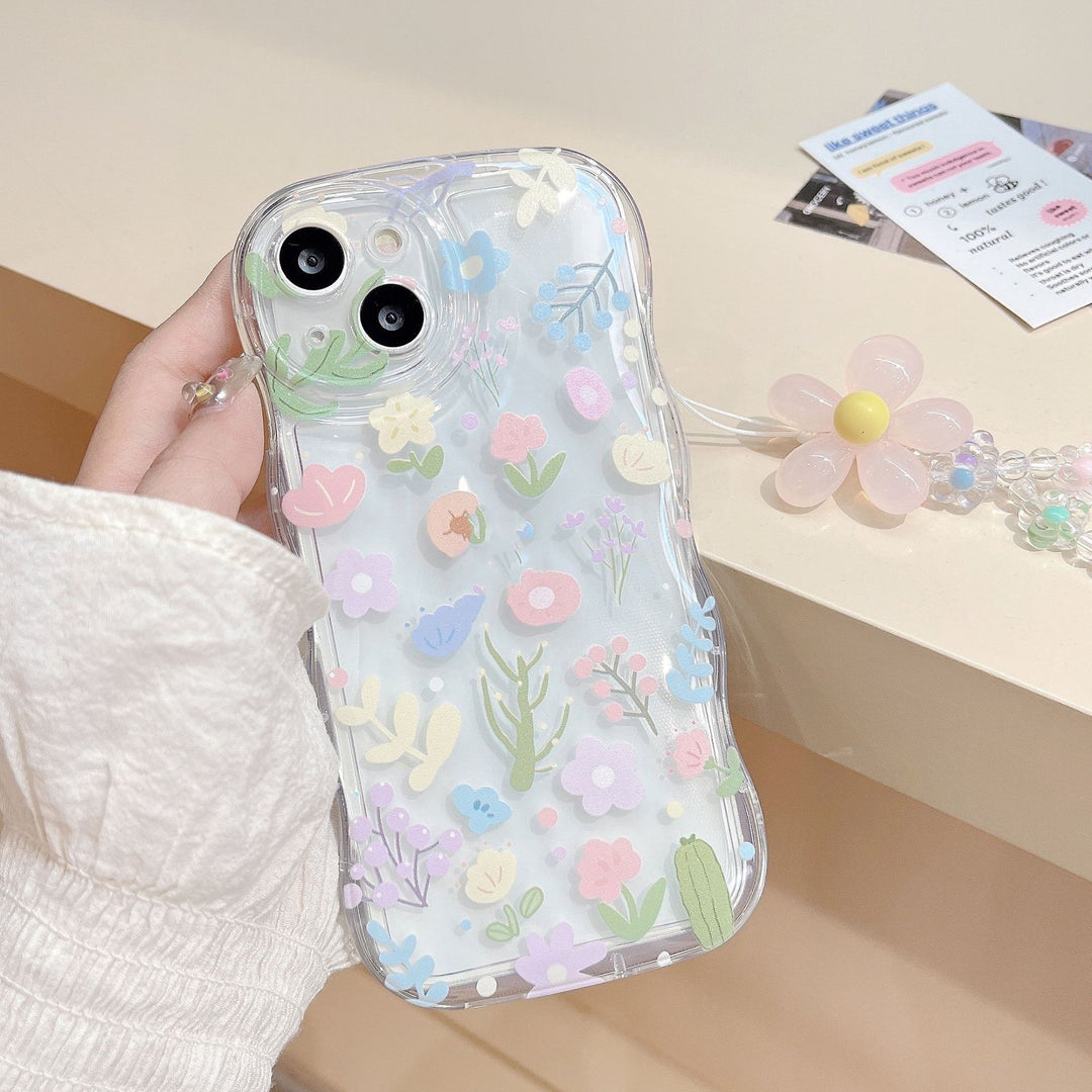 Floral Confetti iPhone Case with Chain Wristlet Option