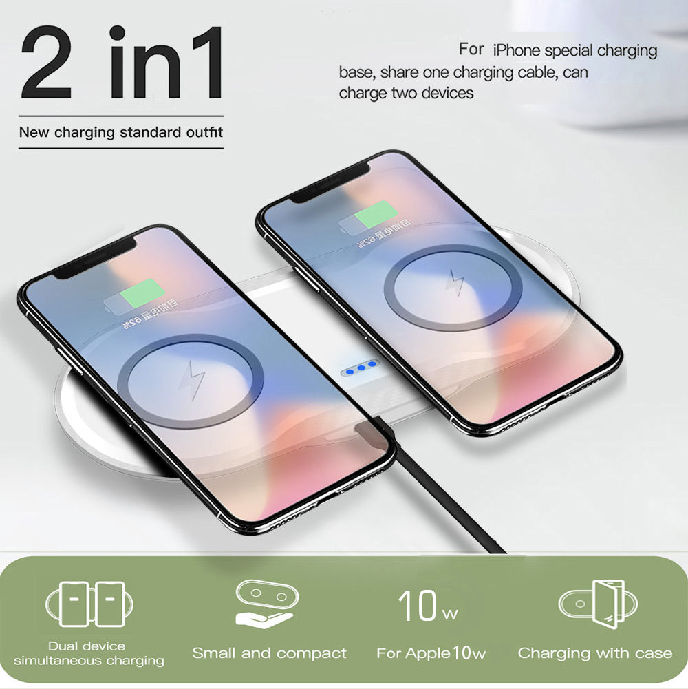 Wireless Charger Pad Dual 2-in-1 for iPhone and Android Fast Charging Station