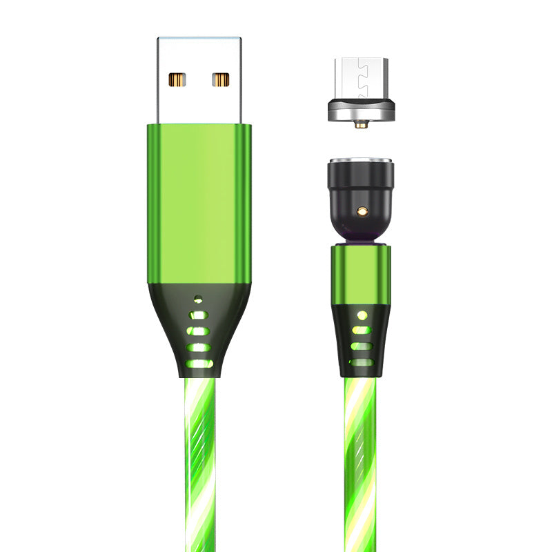 LED Magnetic Charging Cable for iPhone, Android & Type-C - 3-in-1 540° Rotating Fast Charger