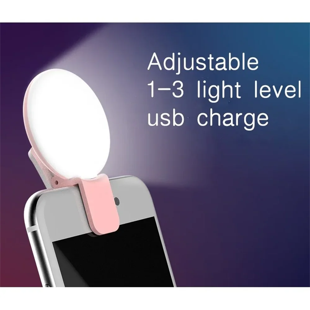 Clip-On LED Selfie Ring Light for Phone - Portable and Rechargeable