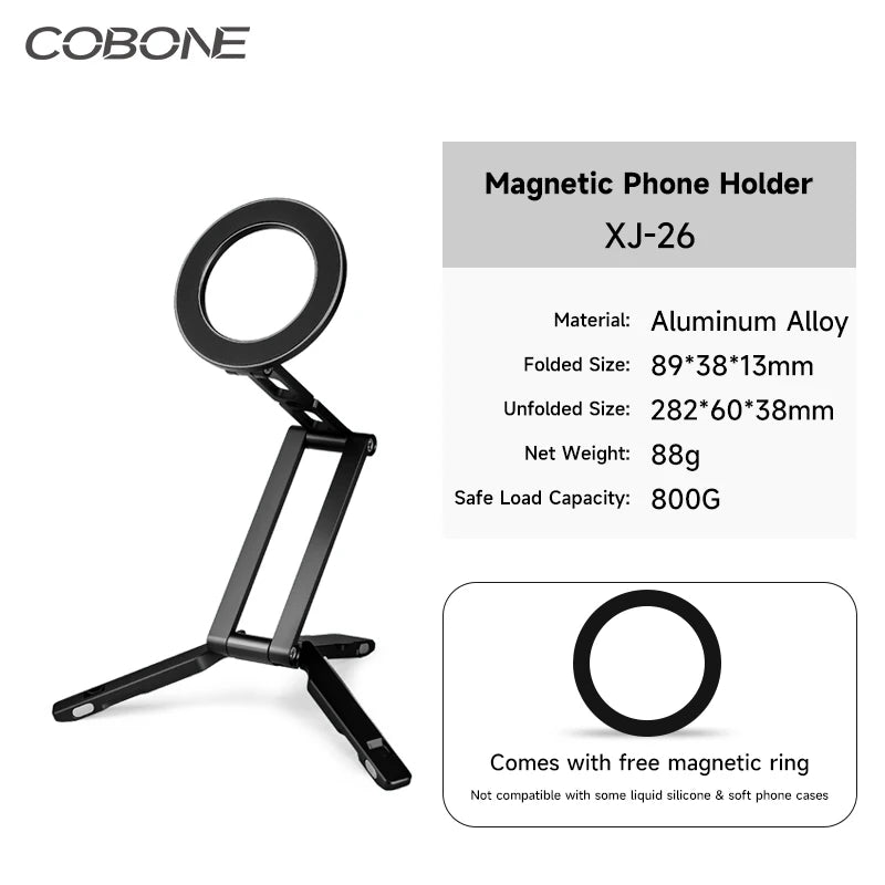 XILETU XJ-26 Magnetic Phone Tripod Arca-Swiss Foldable Vlog Desktop Mount