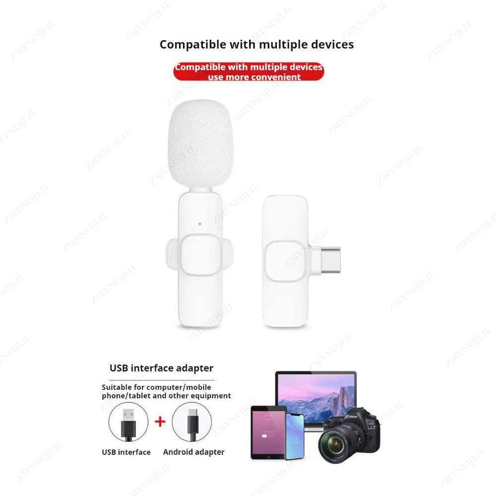 ZMYNOJLH K15 Wireless Lavalier Mic | 9ms Low Latency 10H Battery Dual Mic for iPhone Android Gaming