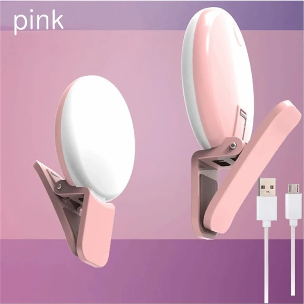Clip-On LED Selfie Ring Light for Phone - Portable and Rechargeable