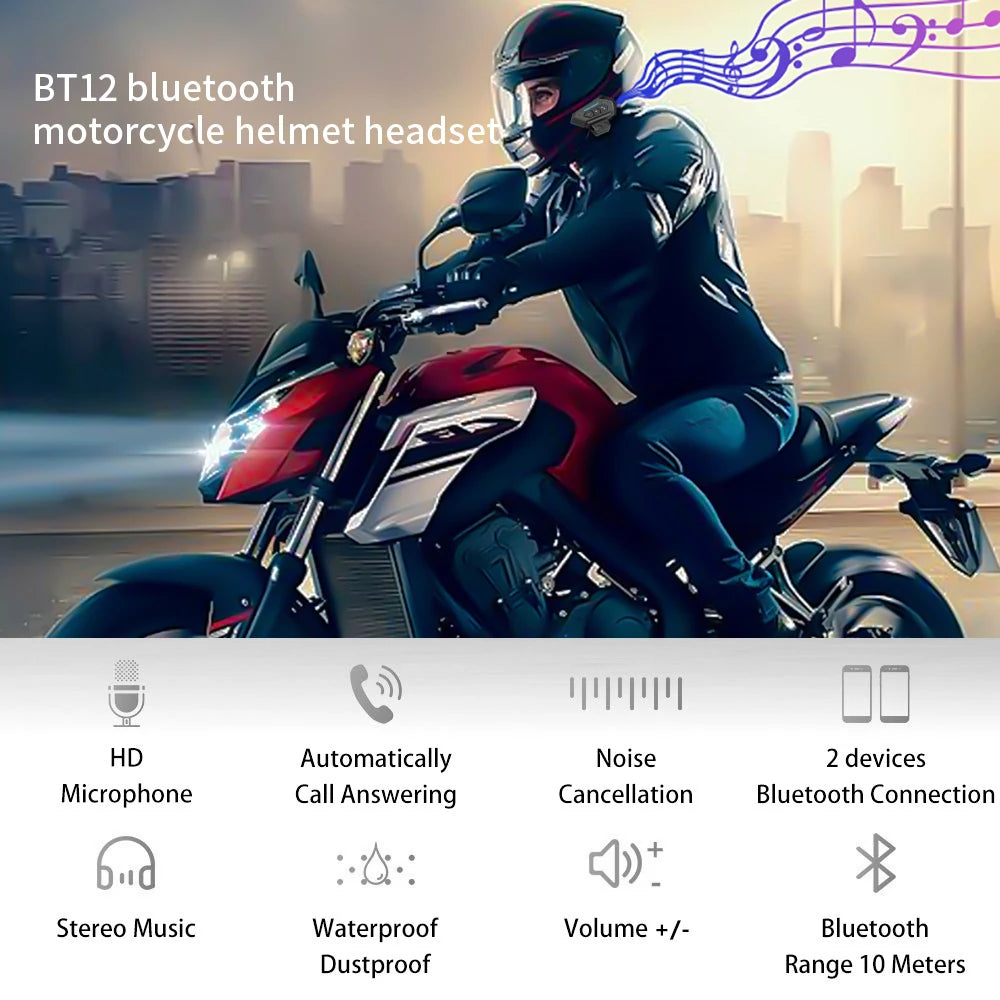 Kebidumei BT12 Motorcycle Bluetooth Helmet Headset