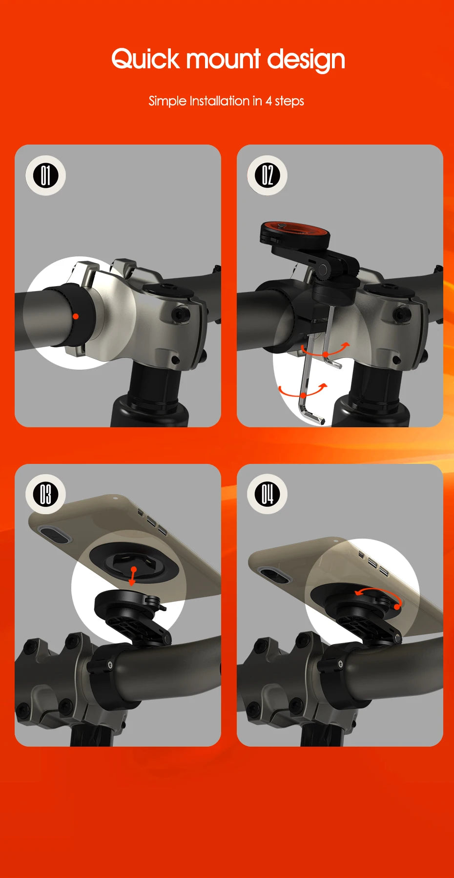 SINCE TOP Universal Motorcycle and Bike Phone Mount with 360° Rotation