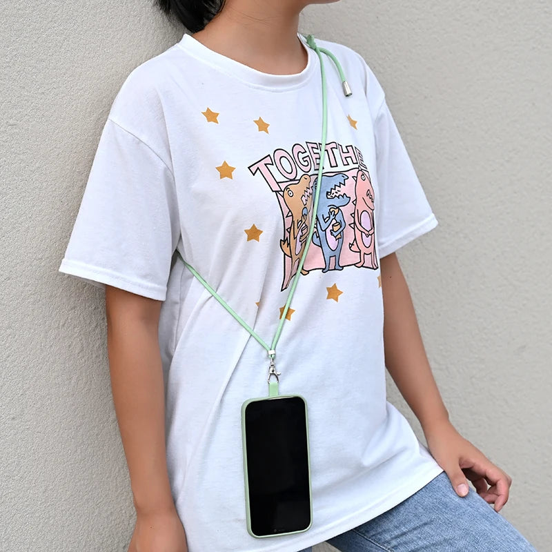 Handmade Cotton Rope Phone Lanyard with Geometric Chain Strap