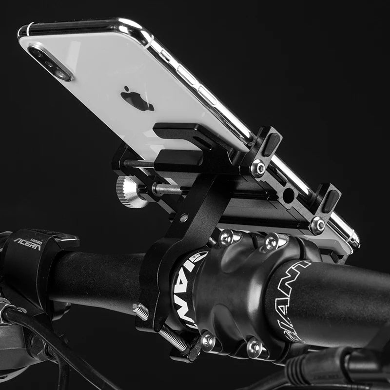 ROCKBROS CNC Aluminum Bike Phone Holder | 5-Claw Mechanical 360° | Motorcycle Bicycle Mount
