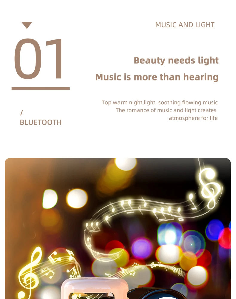 Lefon JM01 Portable Bluetooth Speaker & Alarm Clock Night Light FM Radio