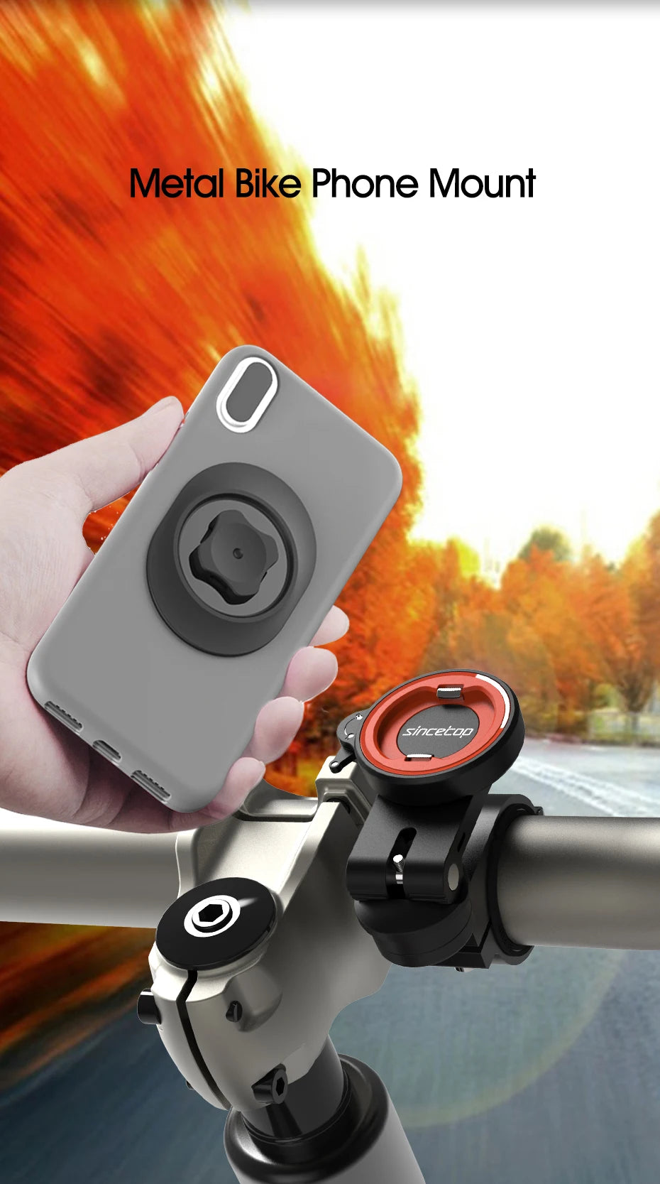 SINCE TOP Universal Motorcycle and Bike Phone Mount with 360° Rotation