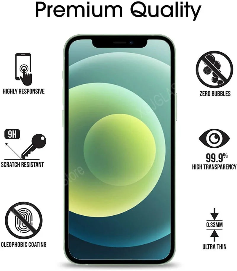 3-Pack Tempered Glass Screen Protector iPhone 16E 15 14 13 12 11 X XR XS 8 7 6S Pro Max Mini Plus