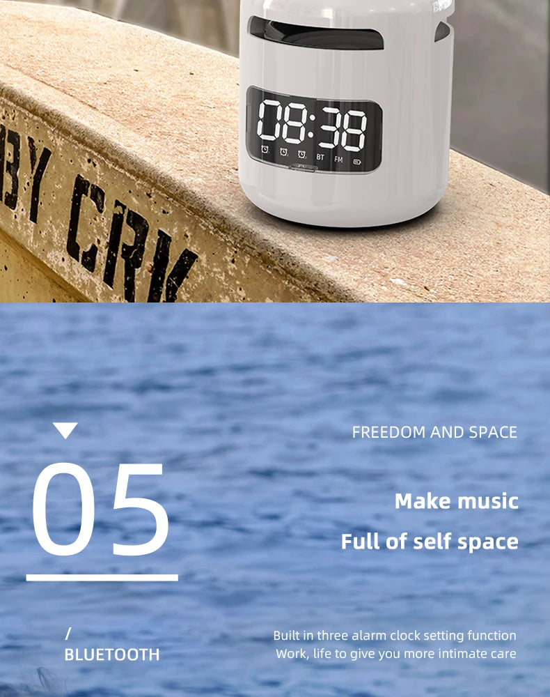 Lefon JM01 Portable Bluetooth Speaker & Alarm Clock Night Light FM Radio
