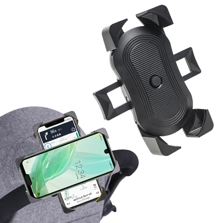 Universal car air vent phone holder with 360° rotation for strollers and bikes