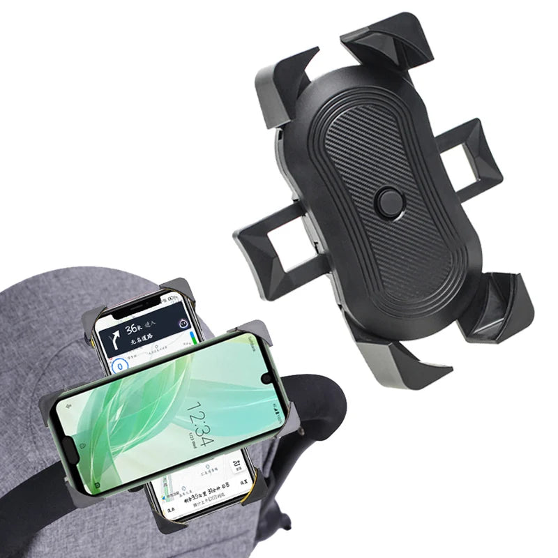 Universal car air vent phone holder with 360° rotation for strollers and bikes