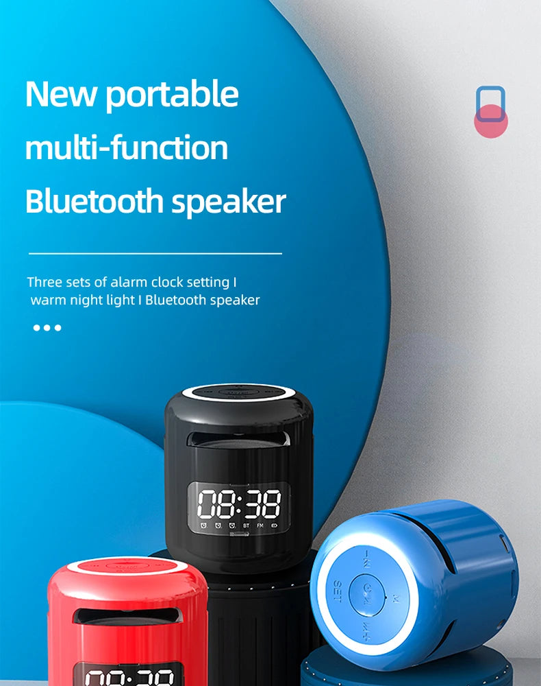 Lefon JM01 Portable Bluetooth Speaker & Alarm Clock Night Light FM Radio