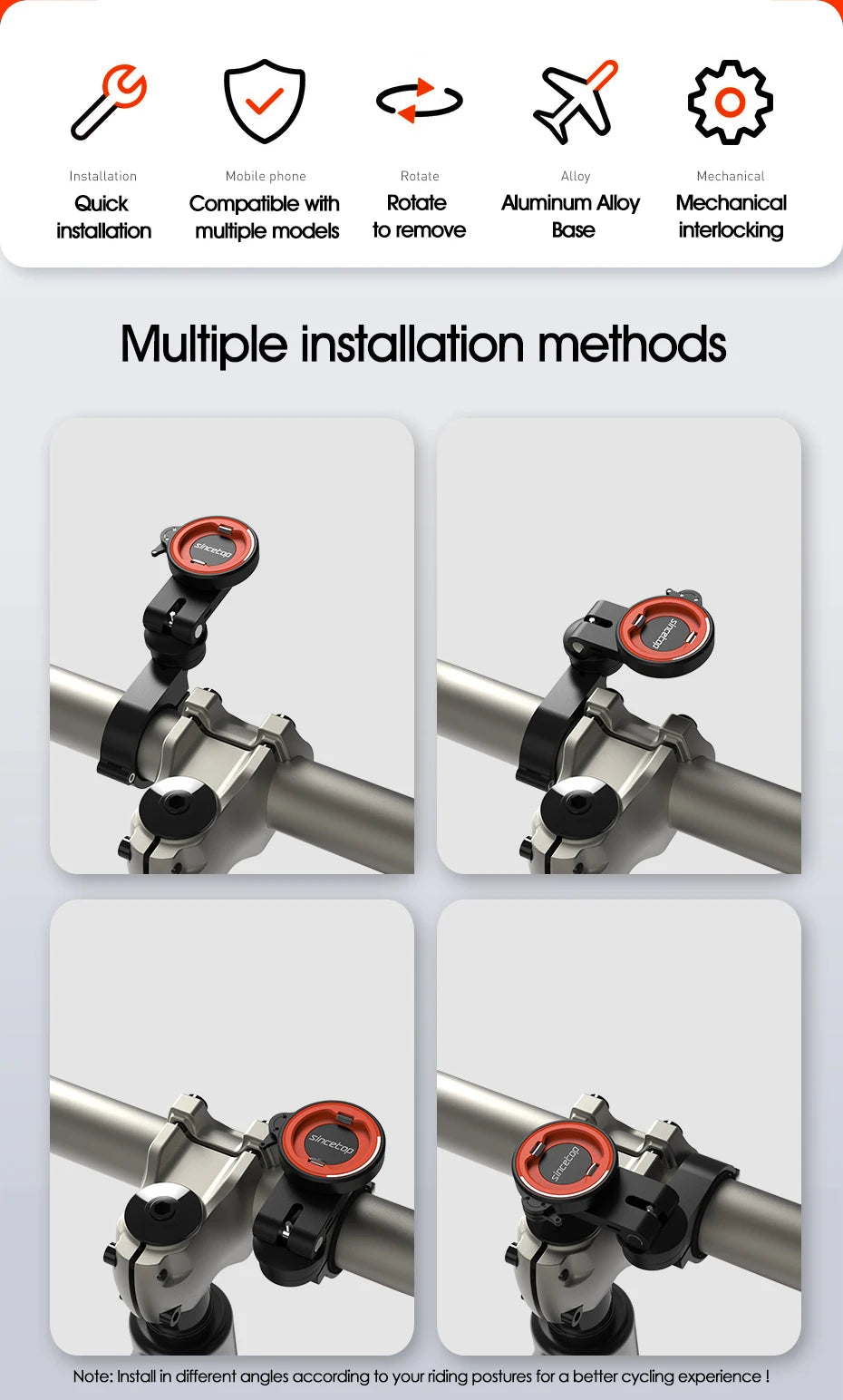 SINCE TOP Universal Motorcycle and Bike Phone Mount with 360° Rotation