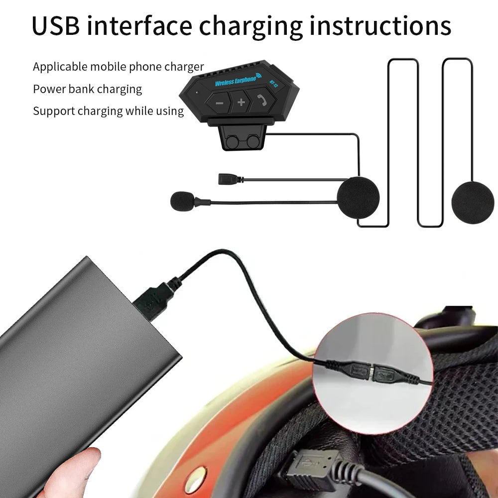 Kebidumei BT12 Motorcycle Bluetooth Helmet Headset