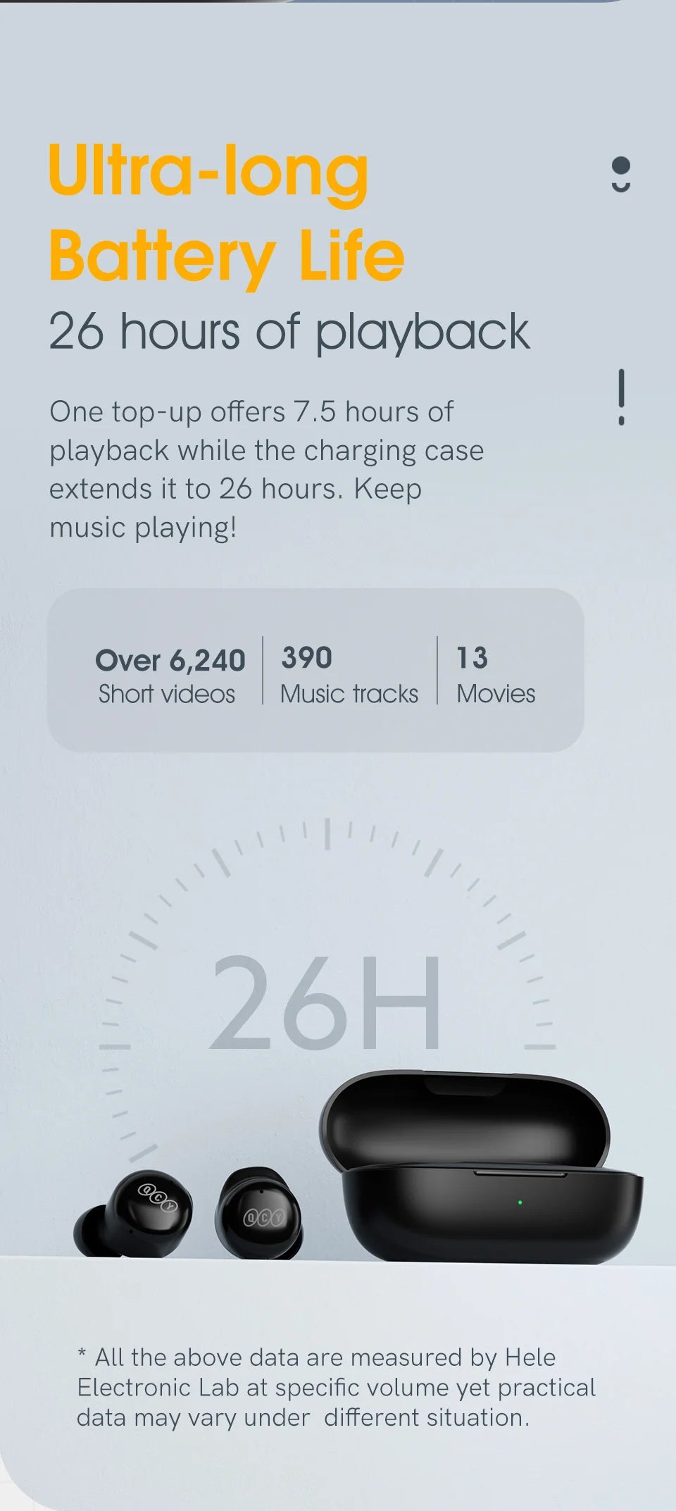 QCY T17 Bluetooth Earbuds 5.1 Wireless Audio with Long-Lasting 26H Charging Case