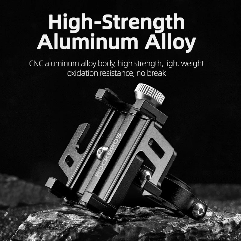 ROCKBROS CNC Aluminum Bike Phone Holder | 5-Claw Mechanical 360° | Motorcycle Bicycle Mount