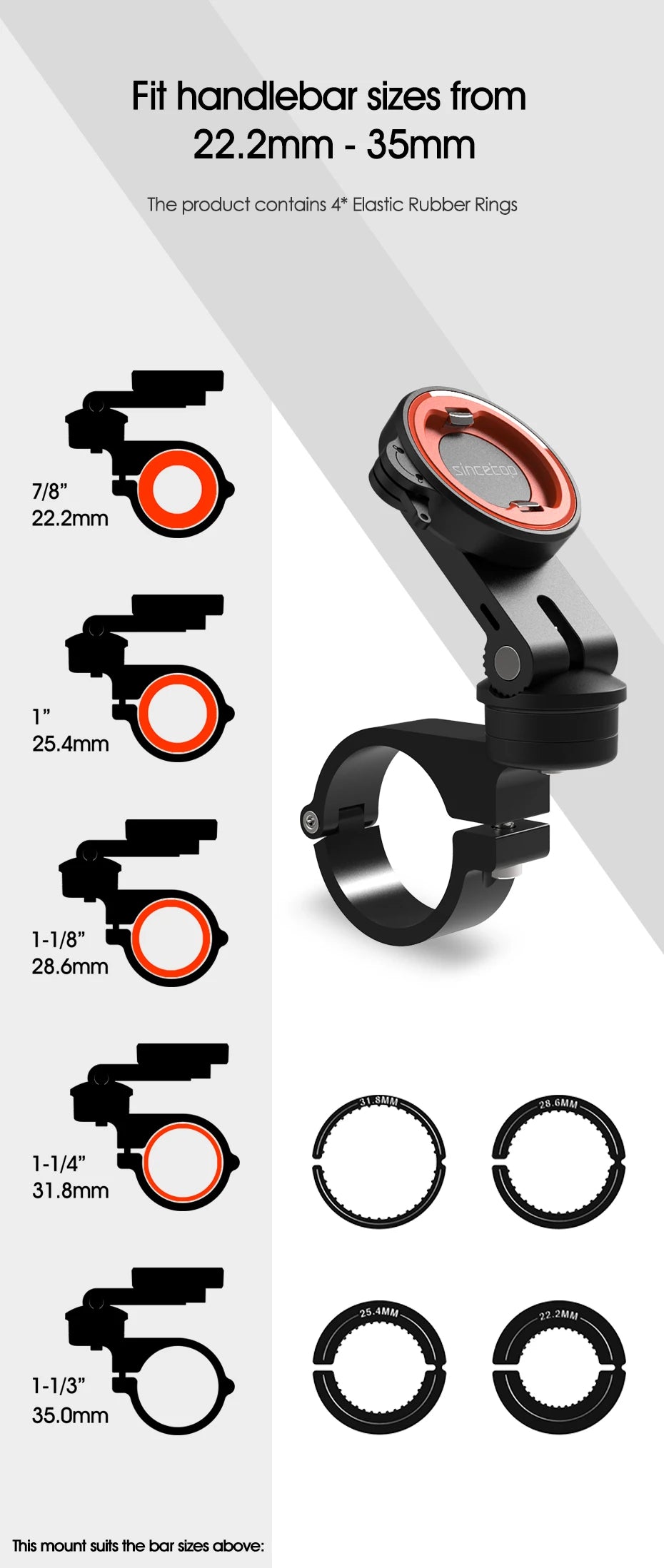 SINCE TOP Universal Motorcycle and Bike Phone Mount with 360° Rotation