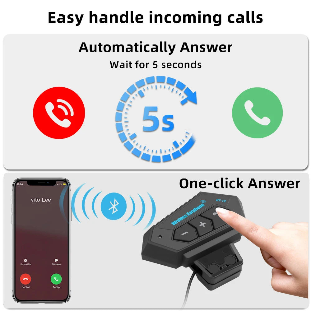 Kebidumei BT12 Motorcycle Bluetooth Helmet Headset