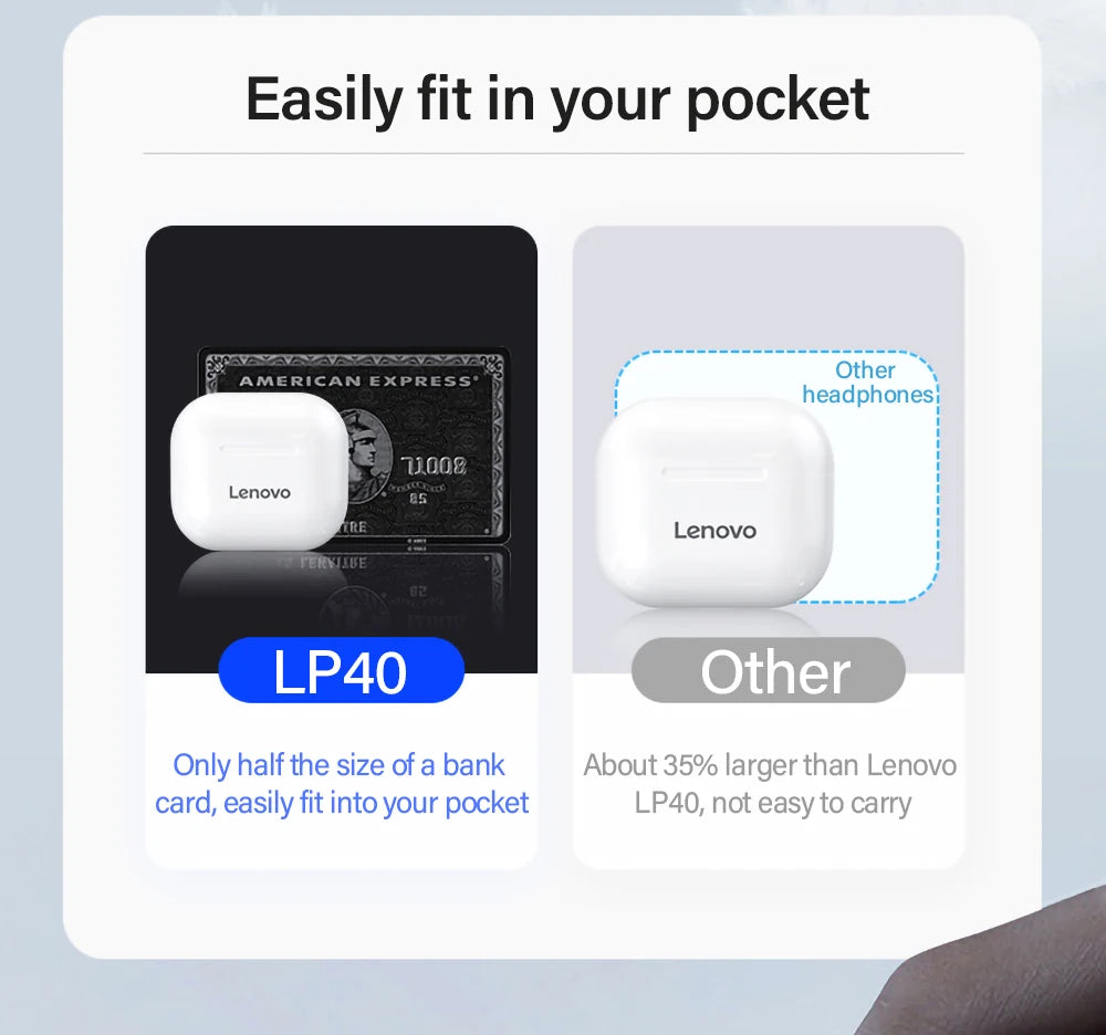 Lenovo LP40 True Wireless Earbuds with Waterproof Charging Case