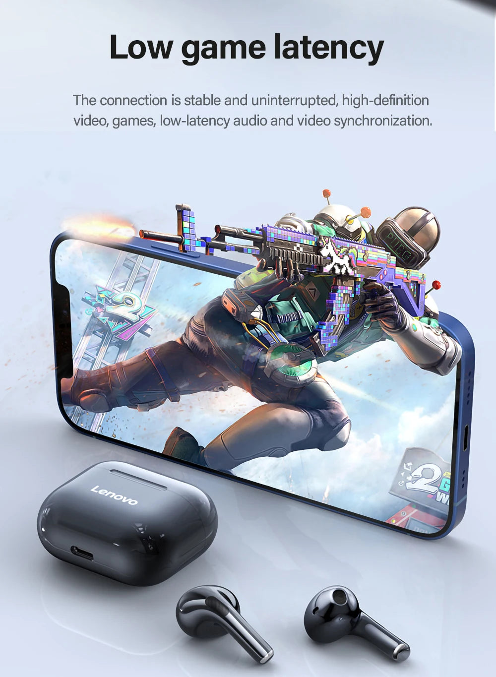 Lenovo LP40 True Wireless Earbuds with Waterproof Charging Case